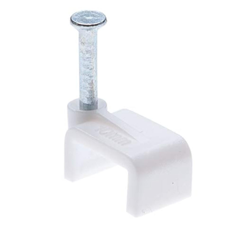 Flat White Cable Nail Clips 10Mm Plastic Electrical Wire For Cat 5 5E / 6 6A /