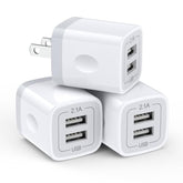 Usb Wall Charger, Charging Adapter 3Pack 2.1A Dual Port Usb Wall Charging Plug Block Head Box Travel Charger Cube Compatible Iphone 16 15 14 13 12 11 Pro Max Xs Xr 8 Plus,Pad,Pod,Samsung,Android Phone