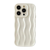 For Iphone 14 Pro Case,Water Ripple Pattern Curly Wave Frame Soft Phone Case (White)