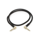 Premier Series 1/4 Inch (Trs) Right Angle Male To Right Angle Male 16Awg Cable Cord - 3 Feet- Black (Gold Plated)