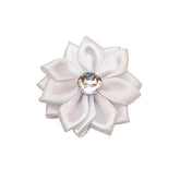 40Pcs Satin Ribbon Flower With Pearl Wedding Diy Appliques (White)