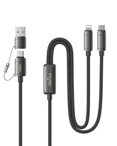 100W Fast Charging Cable 2-in-1 with USB-C & Lighting, USB Cable with Detachable Tip USB-C/A for iPhone 17/16/15/14, iPad, iPod, MacBook Pro/Air,