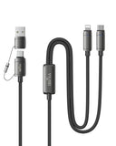 100W Fast Charging Cable 2-in-1 with USB-C & Lighting, USB Cable with Detachable Tip USB-C/A for iPhone 17/16/15/14, iPad, iPod, MacBook Pro/Air,