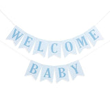 Blue Gingham Welcome Baby Banner Blue White Baby Shower It’s a Boy Decor