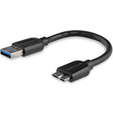 StarTech.com 15cm 6in Short Slim USB 3.0 A to Micro B Cable M/M - Mobile Charge Sync USB 3.0 Micro B Cable for Smartphones and Tablets (USB3AUB15CMS)
