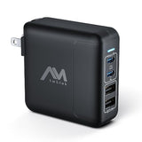 50W Usb C Wall Charger - 4 Port Gan Fast Charging, Compact Usb C Charger Block With Foldable Plug For Iphone 15/14/13/12 Pro Max, Macbook Pro/Air, Ipad, Galaxy, Etc.