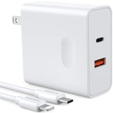 Pd 20W Wall Charger With Cable Dual Ports Fast Charing Power Adapter For Iphone Series And Android Devices