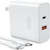 Pd 20W Wall Charger With Cable Dual Ports Fast Charing Power Adapter For Iphone Series And Android Devices