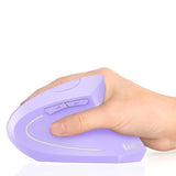 Ergonomic Mouse, Vertical Wireless Mouse, Rechargeable 2.4G Optical Carpal Tunnel Mice With Usb Receiver: 1000/1200 / 1600 Dpi, 6 Buttons, For Laptop, Computer, Pc, Desktop, Light Purple