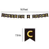 Cheers To 4 Years Banner, Pre-Strung, Black Gold 4Th Birthday And Anniversary Party Decorations, Happy 4Th Birthday Banner, Four Anniversary Party Bunting, 4 Year Old Blessed & Loved Flag