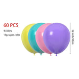 60 Count 12 Inch Latex Balloons For Birthday Wedding Party Decorations - Purple Teal Pink Yellow Baby Shower Supplies, Spring Summer Balloon Pack