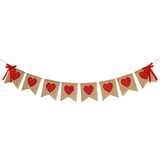 Burlap Heart Banner Garland | Red Glitter Heart | Valentine'S Day Deco