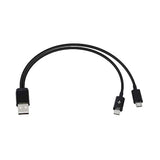 8 Inch Usb 2.0 Type A Male To Dual Micro Usb Male Splitter Y Data Supply Power Connector Adapter Cable (Black)