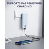 10000mAh Portable Charger with USB-C & AC Plug, Compact Travel Power Bank Blue