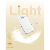 Ultra Slim 10000Mah Power Bank Built-In Cables And Foldable Ac Wall Plug, Pocket Size Usb C Portable Charger, External Battery Pack Compatible With Iphone Samsung Ipad Etc, White