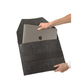 Felt Laptop Sleeve And File Folder - Sleek And Durable Protective Case For Laptops And Documents, Perfect For Work, School, Or Travel, Fits Devices Up To 15 Inches (Carbon, Dark Grey)