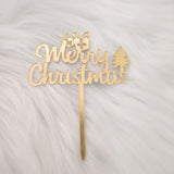Merry Christmas Cake Topper Tree Gift Boxes Holiday Party Decoration