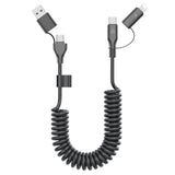 Coiled Usb-C And Lightning Cable 2-In-1, 3Ft Iphone 15 16 Car Charger Cord, 60W Fast Charging Cable For Iphone 16, Samsung Galaxy Supports Apple Carplay & Android Auto (Black)