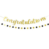 Gold Congratulations Banner – Pre-Strung Glitter Graduation Decorations For Party, Promotion, Wedding, Retirement, Or Work Celebration – Reusable Congrats Sign For Backdrop Or Fireplace