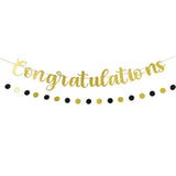 Gold Congratulations Banner – Pre-Strung Glitter Graduation Decorations For Party, Promotion, Wedding, Retirement, Or Work Celebration – Reusable Congrats Sign For Backdrop Or Fireplace