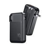 Portable Charger Built In Cables, Ac Wall Plug In Portable Charger Power Bank 10000Mah Travel Battery Pack 22.5W Fast Charging For Iphone 16/15/14 Samsung Galaxy S24/S23/S22 Pixel Lg Ipad, Black