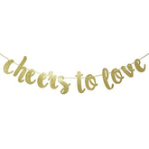 Wedding Banner Hanging Garland For Bachelorette, Engagement Or Wedding Party Decorations Bridal Shower Photo Prop Sign (Gold Glitter)