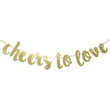 Wedding Banner Hanging Garland For Bachelorette, Engagement Or Wedding Party Decorations Bridal Shower Photo Prop Sign (Gold Glitter)