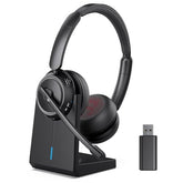 Wireless Headset with Mic for Work, Bluetooth Headphones with Microphone (Noise Cancelling & Mute Button), Wireless Headset with mic for