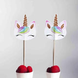 48Pcs Rainbow Unicorn Cupcake Toppers Picks Double-Sided Paper Unicorn Cake Toppers For Birthday Party Dessert Decoration
