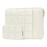 MOSISO 13-14 inch Laptop Case, 13.3 inch Puffy Laptop Sleeve Compatible with MacBook Air/Pro 13 inch, Compatible with MacBook Pro 14, Twelve Square Quilted Bag with Vertical Pocket&Small Case, Sand