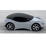 Computer Wireless Mouse Futuristic Car Shape Optical Mice USB 2.4Ghz 2 Button for PC Laptop (White)