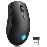 Wireless Gaming Mouse, 2.4Ghz & Bluetooth 5.3 Dual Mode, 60Hrs Battery, Ergonomic Lightweight Design, 6 Adjustable Dpi (800-6400), 7 Rgb Lights, Rechargeable Mice Compatible With Pc/Mac/Laptop