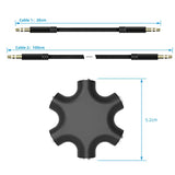 3.5Mm Multi Headphone Audio Splitter 5-Jack Female Connector Adapter With 3.5Mm Stereo Cable 20Cm & 100Cm, 3-In-1Pack