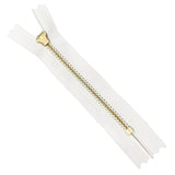 4 Inch Metal Zipper White 4" Antique Brass Metal Heavy Duty Zippers No