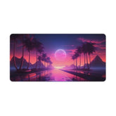 Purple Sun Palm Trees Vaporwave Cyber Large Gaming Mouse Pad Non-Slip Rubber Base Desk Mat Computer Accessories For Office & Gaming Setups 30X60Cm