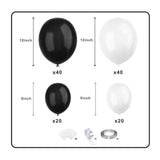 White Black Balloon Garland Arch Kit,120 Pack Matte Latex Black White
