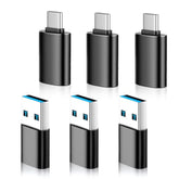 Usb To Usb C Adapter 6 Pack,?3*Type C Female To A Male Charger Converter?&?3*Usb C Male To Usb Female? For Macbook Pro/Air, Iphone 16 15 Pro Max/15 Plus/14 13 12 Samsung Galaxy S24/S23/S22/S21 Black