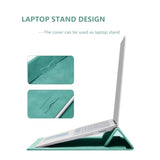 14" Slim Laptop Sleeve Case With Stand For Samsung Galaxy Book 13.3", Macbook Air 13.3"/13.6"/Pro 14.2", Microsoft Surface Laptop 13.5", Leather Case For 13" 14" Tablet Chromebook Notebook(Cyan)