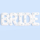 40" White Bride Balloons with Blue Bows - Bachelorette, Wedding, Engagement Decor