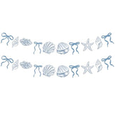 2 Pack Blue Bow Starfish And Seashell Garland 6.56 Ft Ocean Coastal Nautical Beach Party Under The Sea Paper Bow Hanging Banner For Summer Birthday Wedding Bachelorette Mermaid Baby Shower