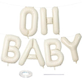 40" Beige OH BABY Balloon Banner, Cream Letters for Baby Shower Décor