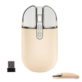 Wireless Mouse Bluetooth Cute Ultra Slim Silent Computer Mice With Usb Receiver Dual-Mode 2.4G & Bluetooth Rechargeable Portable Usb Cordless Mouse For Laptop Pc Tablet Kids Adults Gift, Milk Tea