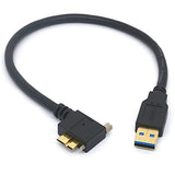 Angled USB Micro b Locking Screw Cable USB A Male to Micro B with Dual Locking Screw Charging and Data Cord for HDD, Nikon D800 D800E 30cm (90
