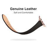 Slim Leather Bands Compatible with Apple Watch Band 38mm 40mm 41mm 42mm(Series 11 10), Top Grain Leather Watch Thin Wristband for iWatch SE 9 8 7 6 5