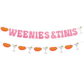 Weenies & Tinis Banner, Pink Glitter Party Decorations for Martini & Hot Dog Bar