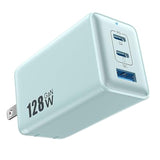 128W USB-C GaN 3-Port Foldable Wall Charger Fast Adapter for MacBook iPad iPhone