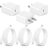 3Pack Iphone Charger Fast Charging,20W Fast Pd Usb C Wall Charger Adapter With 6Ft Usb C To Lightning Cable Compatible For Iphone 14/14 Plus/14 Pro/14 Pro Max/13/ White