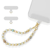 Wrist Strap, Natural Gemstone Beaded Phone Charm Chain For Women & Girls, Detachable Lanyard With 2 Tether Tabs For Most Cellphone Cases