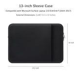 13-Inch Laptop Sleeve Case For 2024-2017 Microsoft Surface Laptop 7/6/5/4/3/2/1 With 2 Pockets Carrying Case Bag Backpack Travel Tablet Protective Accessories (Black)