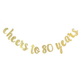 Cheers To 80 Years Banner - Happy 80Th Birthday Party Decorations - 80